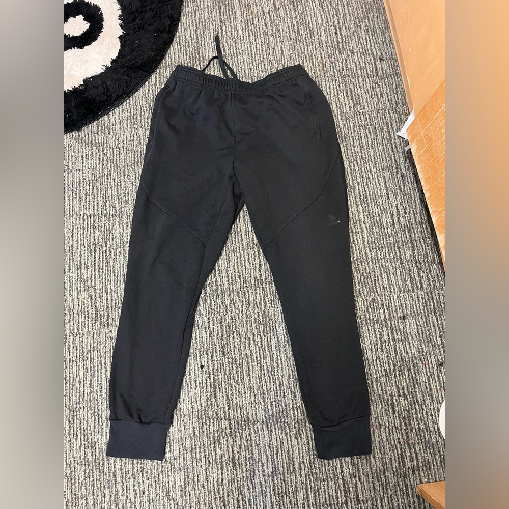Black adidas jogger sweatpants size large.